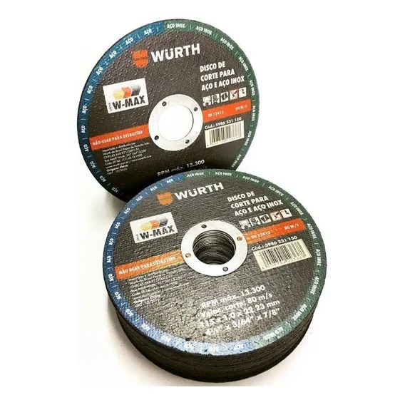 25 Disco De Corte P/aço E Aço Inox Wurth 115 X 1.0 X 22.23 Foto 1