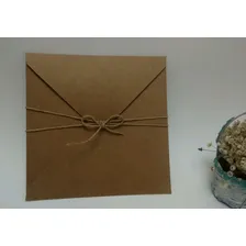 25 Kit Convites Rustico Casamento Completo 17x17cm Acessorio Cor Kraft Reciclato Branco Foto mini 2