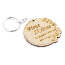 25 Lembrancinha Chaveiro Personalizado Mdf 15 Anos Floral Cor Ocre Foto  mini 1