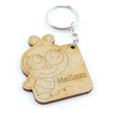 25 Lembrancinha Chaveiro Personalizado Mdf Abelhinha Cor Ocre Foto  mini 1