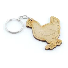 25 Lembrancinha Chaveiro Personalizado Mdf Animais Galinha Cor Ocre Foto mini 1