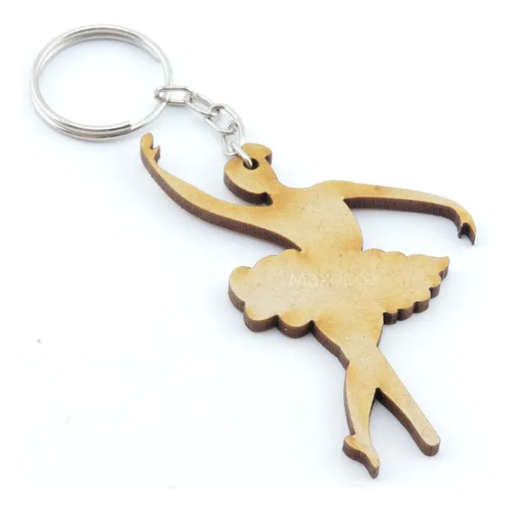 25 Lembrancinha Chaveiro Personalizado Mdf Bailarina Cor Ocre Foto 1