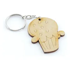 25 Lembrancinha Chaveiro Personalizado Mdf Doce Cupcake Cor Ocre Foto mini 1