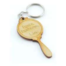 25 Lembrancinha Chaveiro Personalizado Mdf Espelho Princesa Cor Ocre Foto  mini 1