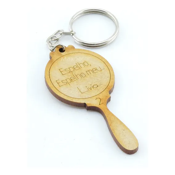 25 Lembrancinha Chaveiro Personalizado Mdf Espelho Princesa Cor Ocre Foto 1
