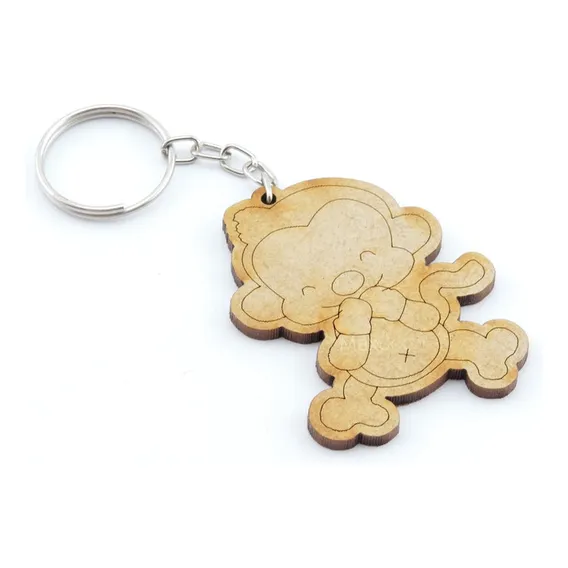 25 Lembrancinha Chaveiro Personalizado Mdf Macaquinho Feliz Cor Ocre Foto 1