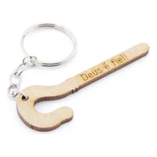 25 Lembrancinha Chaveiro Personalizado Mdf Religioso Cajado Cor Ocre Foto mini 3