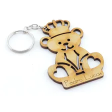 25 Lembrancinha Chaveiro Personalizado Mdf Urso Coroa Cor Ocre Foto  mini 1
