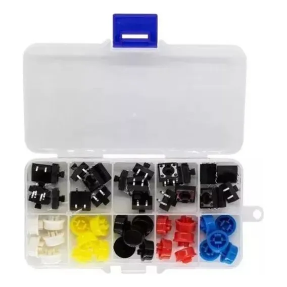 25 Push Button Chave Táctil Botão C/ Capas Coloridas 5 Cores 0 Foto 1