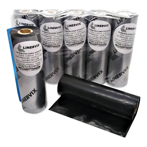 25 Rolos Ribbon Cera 110x91 Premium Preto Para Impressoras Argox 214 Elgin L42 E Pro Eltron Godex Sato Zebra Gt800 Foto 1
