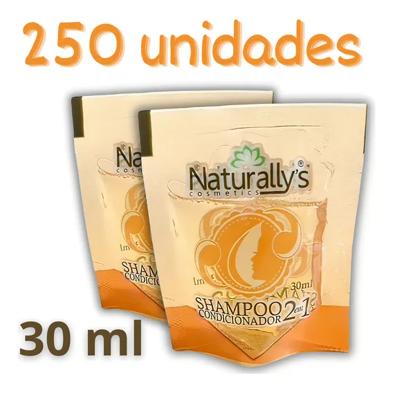 250 Shampoo e Condicionador 2 Em 1 Sachê 30ml Naturallys Hotel Hospital Foto 1