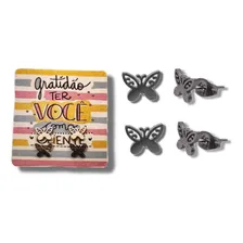 2pares Brinco Borboleta Aco Inox Antialergico Alta Qualidade Foto mini 4