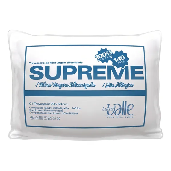 2travesseiros Valle Supreme 140 Fios Siliconizado 1 Und. Cor Branco Foto 1