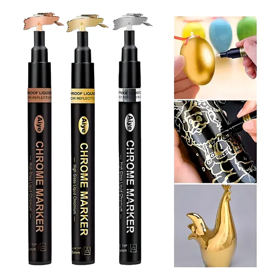 2un Caneta Marcador Liquid Chrome Paint Marker Cromo Líquido Cor Prata Foto 1