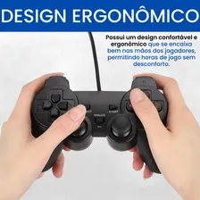 2x Controles Para Ps2 Compatível + Cabo De Imagem Cor Preto Foto mini  3