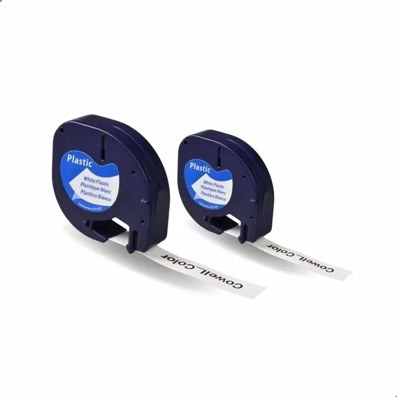 2x Fita Plástica CompatĂvel Dymo Letratag 12mm Branca 91201 Cor FITA BRANCA - LETRA PRETA Foto 1