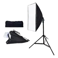 2x Kit Luz ContĂnua Softbox 50x70cm + TripĂ© 2m E27 EstĂșdio Foto mini 1