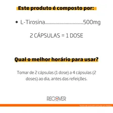 2x L-tirosina 500mg - 120 Cápsulas (60 Doses) Sabor Natural Foto mini  3