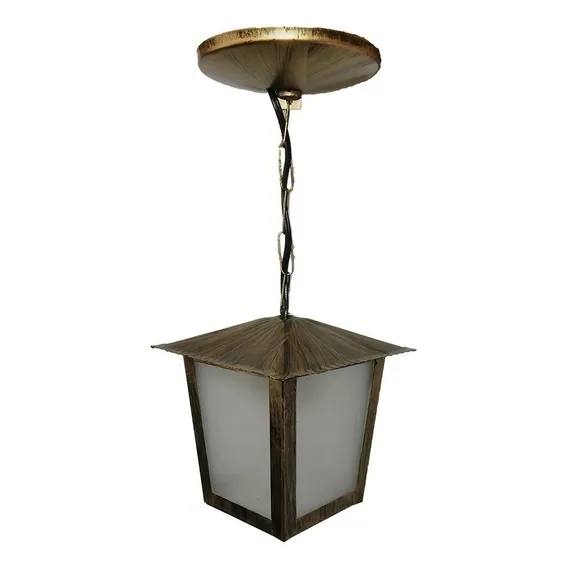 2x Lustre Pendente Colonial Quadrado L2c Ouro Velho Cor Dourado 110V/220V Foto 1
