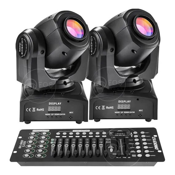 2x Mini Spot Led Moving Head 30w + Mesa Controller 192 Dmx 110V/220V Foto 1