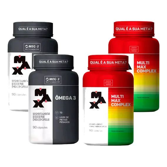 2x Multimax Complex + 2x Omega 3 - Max Titanium Sabor Sem Sabor Foto 1
