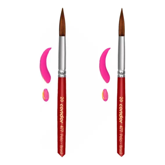 2x Pincel Condor Redondo 477-20 Cerda Pelo Orelha De Boi Cerdas Marrom Foto 1