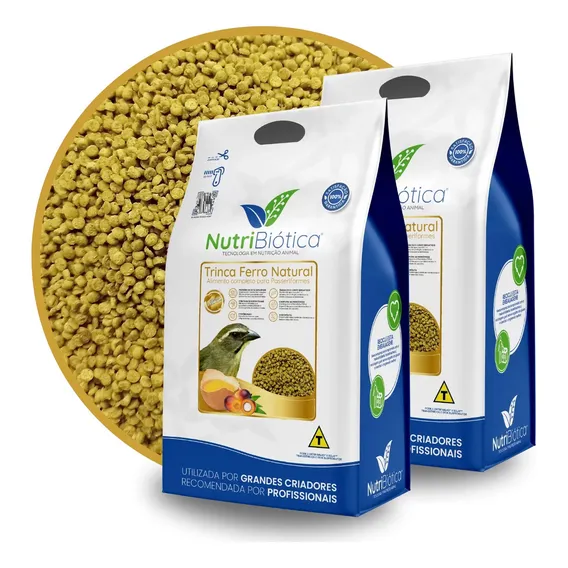 2x Ração Extrusada Trinca Ferro Natural Nutribiótica 300g Super Premium - Torneiro Manutenção e Reprodução Foto 1