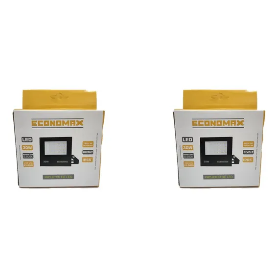 2x Refletor Economax 30w Luz Branco Frio 6500k Foto 1