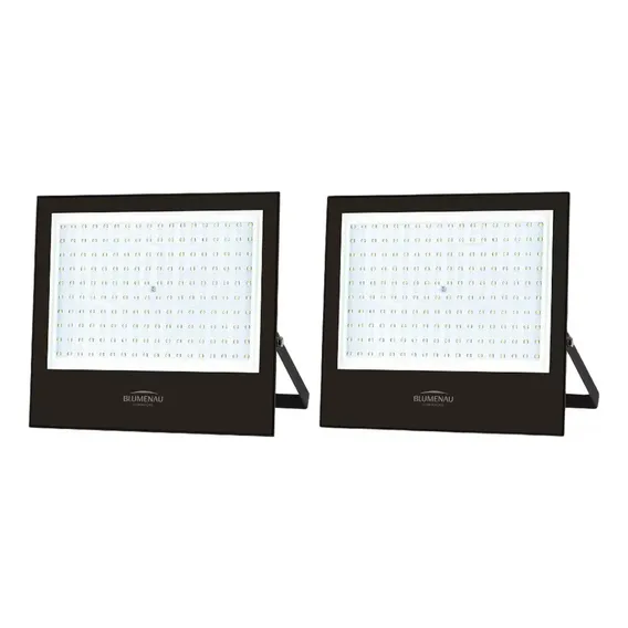 2x Refletor Holofote Led 200w 3000k Prova Dágua Luz Amarela Foto 1
