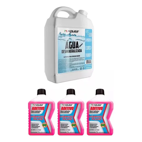 3 Aditivo Radiador Rosa Orgânico Híbrido Plus + Água 3l Foto 1