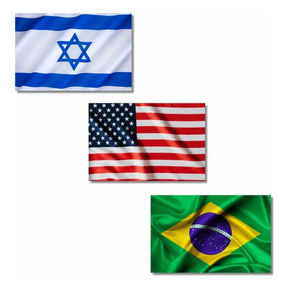 3 Bandeiras Brasil + Estados Unidos + Israel 1,50x0,90mt Foto 1