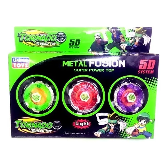3 Beyblade Fusion Tornado 5d Metal Blay Blade Com Led Cor Variadas Foto 1