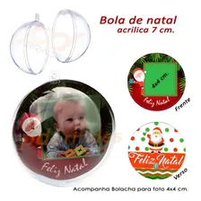 3 Bolinhas Enfeite De Natal Porta Foto Bola Esfera Acrílico Foto  mini 1