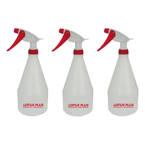 3 Borrifadores Pulverizador Profissional 1 Litro Lotus Cor Branco Foto 1