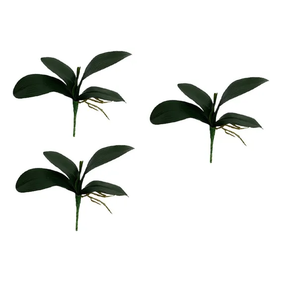 3 BuquĂȘs Folhas De OrquĂdeas Pequena C/raiz Arranjo Artif Foto 1