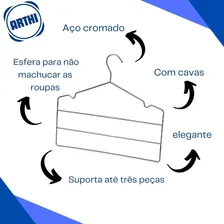 3 Cabide Calceiro Triplo com Cava Aço Cromado Arthi 1006 Prateado Foto mini 4