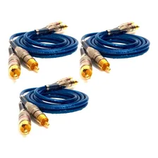3 Cabo Rca Blindado 1m Banhado Ouro Crossover Amplificador Foto mini 1