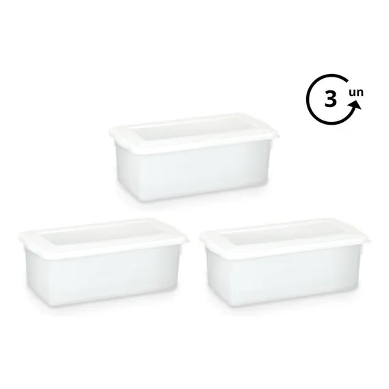 3 Caixas Plásticas Organizadoras Multiuso C/tampa 5l Pleion Foto 1