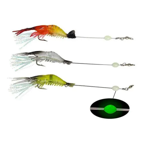 3 Camarão Artificial Encastoado Glow 7 Cm P/ Robalo, Corvina Cor Sortidos Foto 1