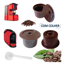 3 Cápsulas Três Corações Reutilizável Marrom 3 Corações Cápsulas com Colher Foto mini 1