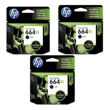 3 Cartuchos Hp 664xl 664 Xl Preto Genuínos Foto mini 1
