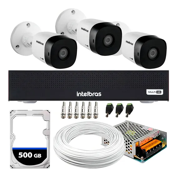 3 Câmeras Vhd 1230b 1080p Dvr 4 Canais Intelbras E Hd 500gb Foto 1
