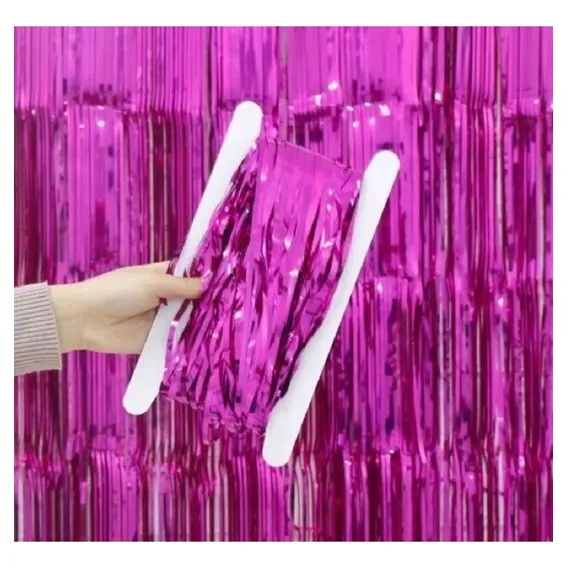 3 Cortina Para Painel De Fitas Metalizada 1 X 2 M Cada Cor Pink Foto 1