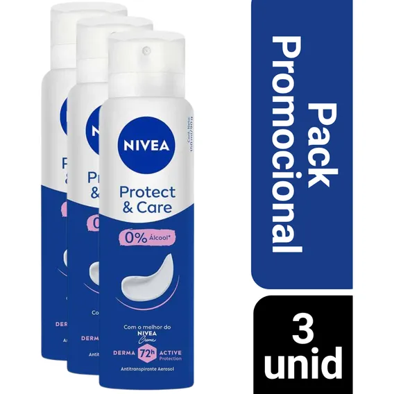 3 Desodorante Feminino Nivea Protect & Care 48h 150ml Foto 1