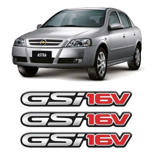 3 Emblemas Gsi 16v Astra Adesivos Cromados Resinados Foto 1