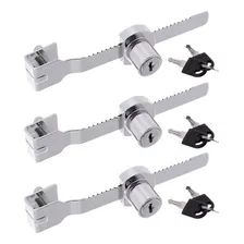 3 Fechadura Jacaré Para Vitrine Freezer 140mm Trava Cromada Foto  mini 1