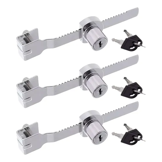 3 Fechadura Jacaré Para Vitrine Freezer 140mm Trava Cromada Foto 1