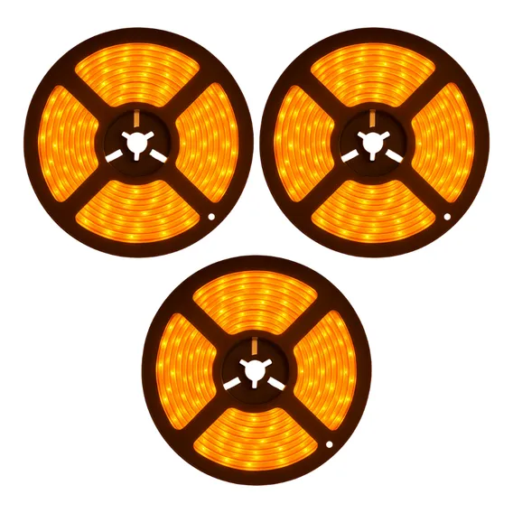 3 Fita Led 3528 Amarelo Ambar 2700k C/ Silicone Aprova Dagua Tensão De Operação 12v Foto 1