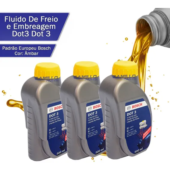 3 Fluídos Líquido De Freio Embreagem Dot3 Dot 3 Bosch 500ml Foto 1