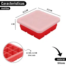 3 Formas De Silicone Com Tampa Gelo 9 Cubos Livre De Bpa Cor Vermelho Foto mini  3